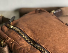 Genuine Leather Mens Cool Chest Bag Sling Bag Crossbody Bag Travel Bag Hiking Bag for men