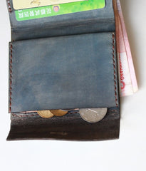 Handmade Vintage Leather Mens Small Bifold Wallet Cool billfold Wallet for Men - iwalletsmen