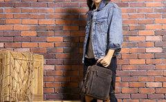 Cool Coffee Vintage Leather Mens Messenger Bags Shoulder Bag for Men - iwalletsmen