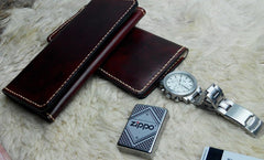 Vintage Leather Mens Bifold Long Wallet Leather Long Wallets for Men - iwalletsmen