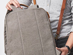 Cool Canvas Leather Mens Backpack Canvas Travel Bag Canvas School Bag for Men - iwalletsmen