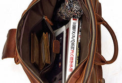 Vintage Cool Leather Briefcase Handbag Business Briefecases Shoulder Bag for men - iwalletsmen