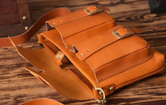 Handmade Leather Mens Cool Shoulder Bag Messenger Bag Chest Bag Bike Bag Cycling Bag for men