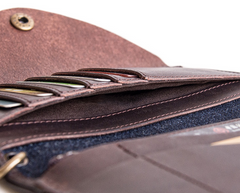 Genuine Leather Jean Mens Cool Long Leather Wallet Men Cards Wallets Bifold for Men