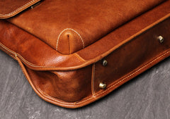 15 inches Brown Leather Mens Briefcase Brown Work Bag Business Bag For Men