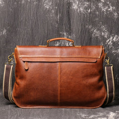 15 inches Brown Leather Mens Briefcase Brown Work Bag Business Bag For Men