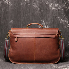 15 inches Brown Leather Mens Briefcase Brown Work Bag Business Bag For Men