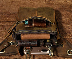 Biker Mens Leather Drop Leg Bag Waist Bag Side Bags Belt Pouch Pack for Men - iwalletsmen