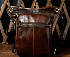 Biker Mens Leather Drop Leg Bag Waist Bag Side Bags Belt Pouch Pack for Men - iwalletsmen