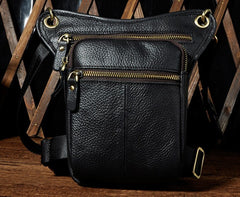 Biker Mens Leather Drop Leg Bag Waist Bag Side Bags Belt Pouch Pack for Men - iwalletsmen