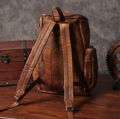 Handmade Leather Mens Cool Backpack Sling Bag Large Travel Bag Hiking Bag for men