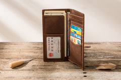 Cool Vintage Slim Mens long Wallet Leather Wallet Bifold Long Wallets for Men - iwalletsmen