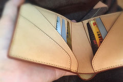 Handmade Leather Mens Cool billfold Leather Wallet Men Slim Wallet Bifold for Men