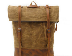 Cool Waxed Canvas Leather Mens Backpacks Canvas Travel Backpack Canvas School Backpack for Men - iwalletsmen