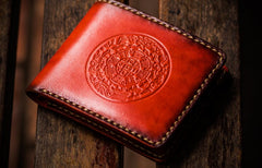 Handmade Leather Tibetan Tooled Mens billfold Wallet Cool Leather Wallet Slim Wallet for Men