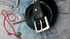 Black Handmade Leather Mens Belt Leather Belt for Men - iwalletsmen
