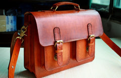 Cool Handmade Leather Mens Messenger Bag Briefcase School Bag for men - iwalletsmen