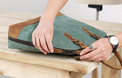 Mens Canvas Leather Briefcase Handbag Work Bag Business Bag for Men - iwalletsmen