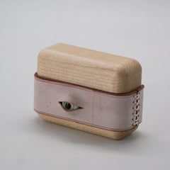 Handmade Pink Leather Wood AirPods 1,2 Case with Eye Custom Leather AirPods 1,2 Case Airpod Case Cover - iwalletsmen