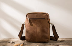 Cool Mens Small Leather Brown Bag Messenger Bags Shoulder Bags  for Men - iwalletsmen