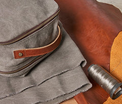 Cool Canvas Leather Mens Backpack Canvas Travel Bag Canvas School Bag for Men - iwalletsmen