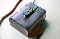 Handmade Brown Leather Mens Small Box Bag Shoulder Bag Messenger Bags for Men - iwalletsmen