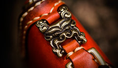 Handmade Leather Mens Tibetan Chain Biker Wallet Cool Leather Wallet Long Clutch Wallets for Men