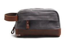 Cool Waxed Canvas Leather Mens Wristlet Bag Vintage Clutch Zipper Bag for Men - iwalletsmen