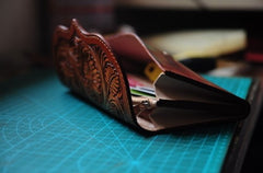 Handmade Leather Vintage Tooled Mens Long Wallet Cool Long Wallet for Men - iwalletsmen