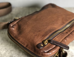 Genuine Leather Mens Cool Chest Bag Sling Bag Crossbody Bag Travel Bag Hiking Bag for men