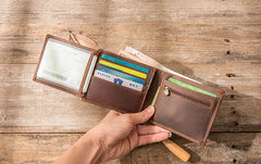 Vintage Leather Mens Small Wallets Bifold Slim billfold Wallet for Men - iwalletsmen