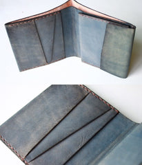 Handmade Vintage Leather Mens Small Bifold Wallet Cool billfold Wallet for Men - iwalletsmen