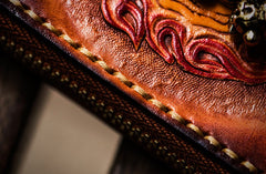 Handmade Leather Tibetan Mens billfold Wallet Cool Chain Wallet Biker Wallet for Men