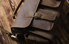 Genuine Leather Mens Cool Messenger Bag Briefcase Work Bag Business Bag for men