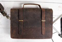 Cool Coffee Leather Mens Briefcase Work Shoulder Bag Laptop Bag Business Bag for Men - iwalletsmen
