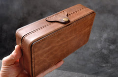 Handmade Leather Mens Box Wallet Wristlet Clutch Wallet Cigarette Box for Men - iwalletsmen