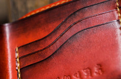 Handmade Leather Chinese Lion Tooled Mens billfold Wallet Cool Leather Wallet Slim Wallet for Men