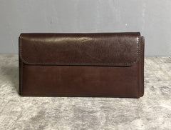 Handmade Leather Mens Cool Wallet Long Leather Wallet Clutch Wristlet Wallet for Men Women
