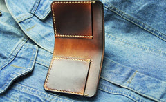 Vintage Coffee Leather Mens Slim Small Wallet Leather Bifold Wallets for Men - iwalletsmen