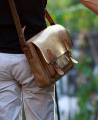 Handmade Vintage Leather Mens Messenger Bags Coffee Shoulder Bags for Men - iwalletsmen