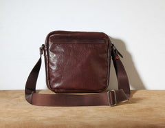 Genuine Leather Mens Cool Small Messenger Bag Sling Bag Chest Bag Bike Bag Cycling Bag for men