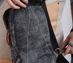 Folk Canvas Mens Sling Bag Vintage Chest Bag One Shoulder Pack for men - iwalletsmen