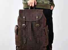 Handmade Leather Mens Cool Backpack Sling Bag Large Travel Bag Hiking Bag for Men