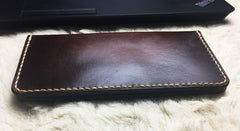 Vintage Leather Bifold Mens Long Wallet Coffee Leather Long Wallets for Men - iwalletsmen