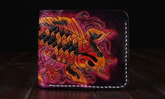 Handmade Leather Carp Mens billfold Wallet Cool Leather Wallet Slim Wallet for Men - iwalletsmen