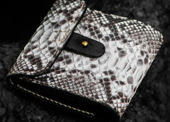 Handmade Leather Boa Skin Tooled Mens billfold Wallet Cool Slim Wallet Biker Wallet for Men