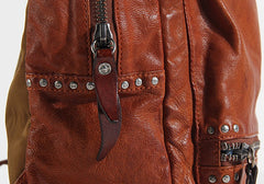 Handmade Leather Mens Cool Backpack Sling Bag Large Black Travel Bag Hiking Bag for men