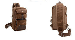 Cool Waxed Canvas Leather Mens Chest Bag Sling Bag One Shoulder Packs for men - iwalletsmen