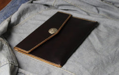 Handmade Leather Mens Large Clutch Wallet Wristlet Wallet iPad Case - iwalletsmen