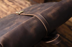 Handmade Leather Mens Cool Backpack Sling Bag Large Black Travel Bag Hiking Bag for men